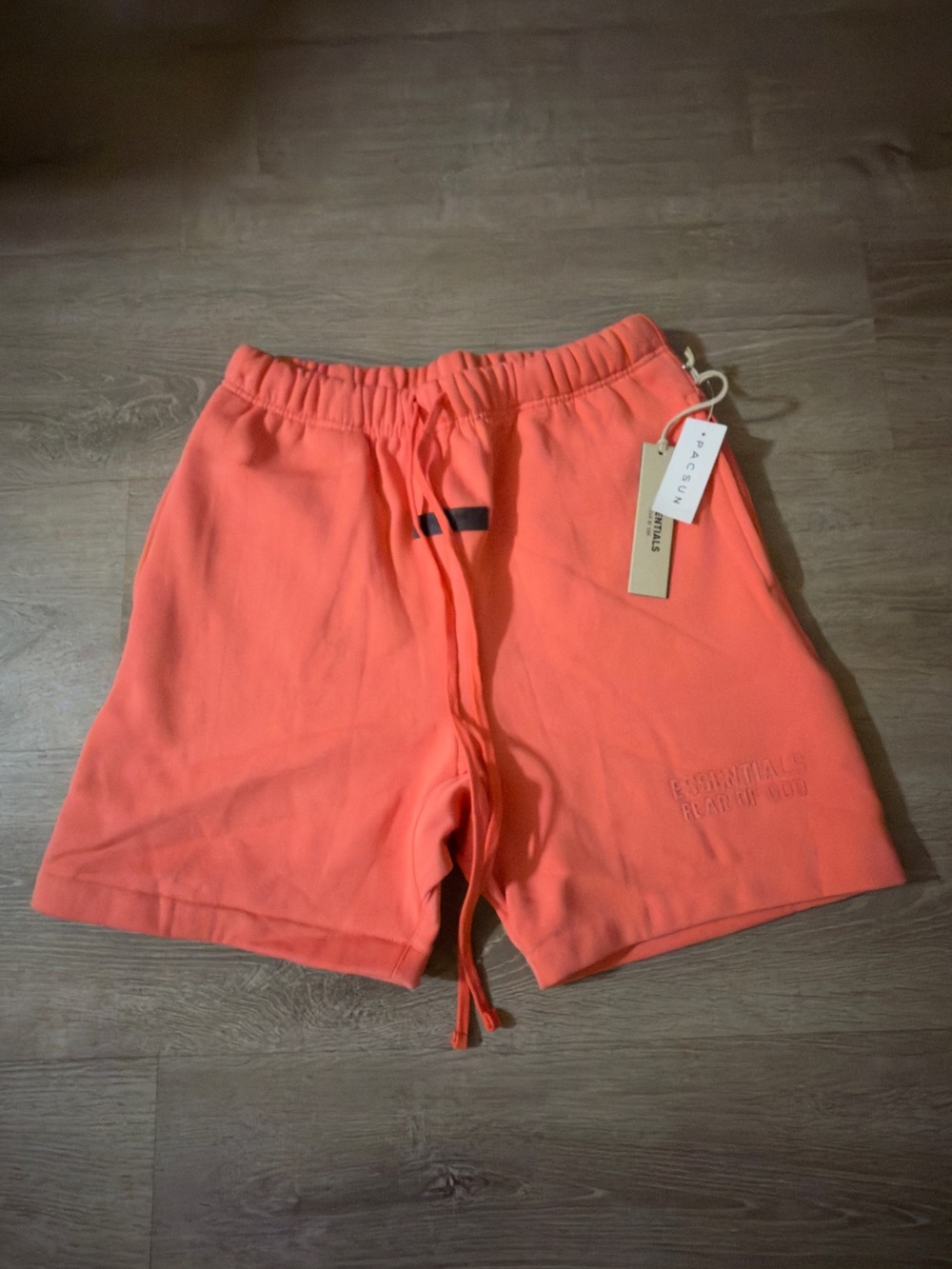 Fear of God Essentials Men’s Coral-Orange Athletic Drawstring Shorts